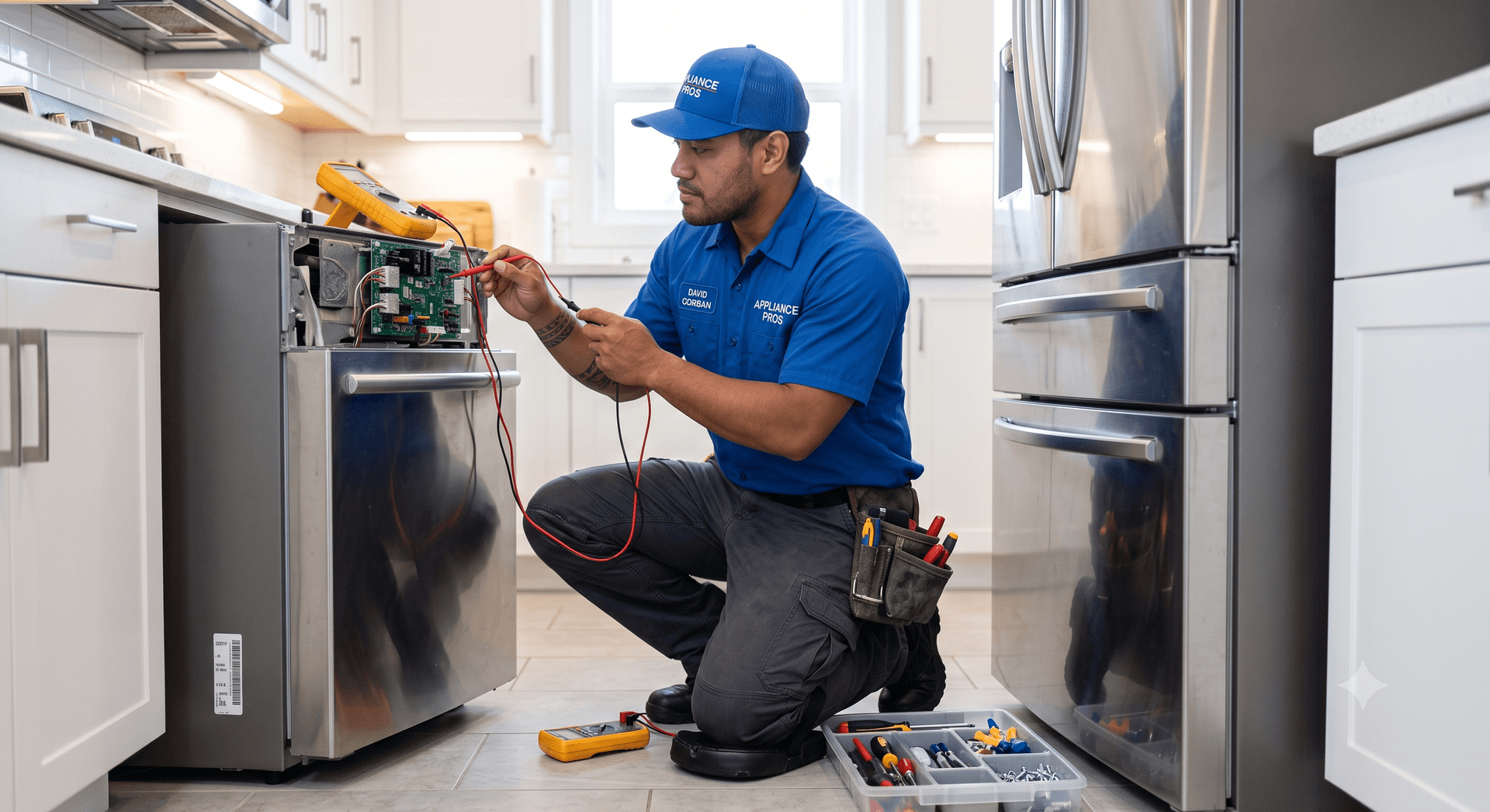 Professional appliance repair technician at work — Founding Members Community research