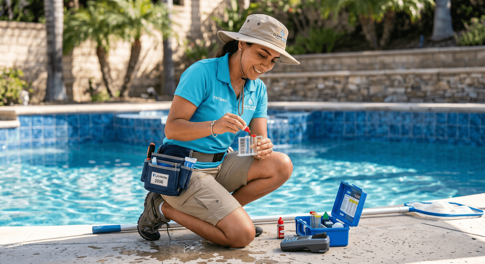 Professional pool service technician at work — Founding Members Community research